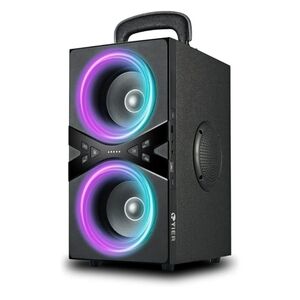 YIER 80W Bluetooth Party Speaker, TWS Wireless, Deep Bass, LED Lights, Wood Body